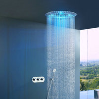Foshan HANC — système de douche à plafonnier dissimulé en laiton, grand système de pluie de forme ronde avec lumière LED, livraison gratuite