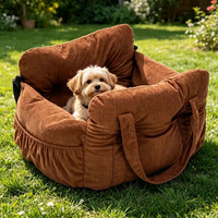 Sac de transport pour animaux de compagnie, velours côtelé, lit pour chien rouge bordeaux, coussin de siège passager, sécurité automobile en extérieur, lit de voiture, lit pour chat