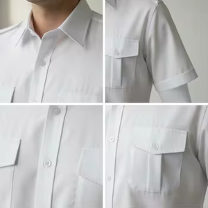 <span class=keywords><strong>Chemise</strong></span> de travail à manches courtes pour <span class=keywords><strong>homme</strong></span> <span class=keywords><strong>avec</strong></span> logo personnalisé, respirante, durable, <span class=keywords><strong>avec</strong></span> épaulettes et deux poches pour le personnel - Product Image 2