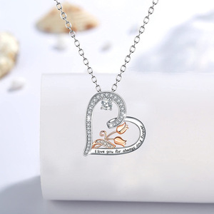 Nuova Collana con Cuore e Rosa '<span class=keywords><strong>Ti</strong></span> <span class=keywords><strong>Amo</strong></span> per Sempre' con Zirconi in Lega di Zinco per Donne e Unisex, Regalo per San Valentino e Feste - Product Image 5