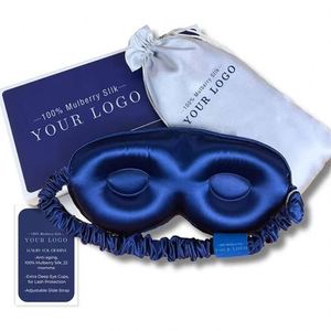 Masque de sommeil 100 % soie de mûrier de grade 6A, avec logo personnalisé, occultant, contour 3D, sangle réglable, pour dormir - Product Image 2