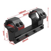 Accessoires pour lunette de visée : Anneaux de montage circulaires intégrés de 100 mm de long et 30 mm de profil haut, adaptateur pour base de lunette de 11 mm, pour la chasse