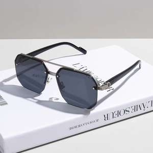 Lunettes de soleil métalliques européennes et américaines à double pont UV400 pour hommes, type 3, monture noire, verres AC, origine Jinhua - Product Image 2