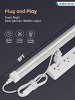 Lot de 12 lampes d'atelier LED super lumineuses 100W 8 pieds, 15000lm 5000K en forme de V, lampes d'atelier LED 8 pieds, connectables 96 pouces (8 pieds)