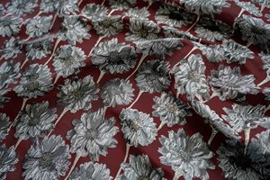 3D <span class=keywords><strong>estambre</strong></span> filigrana Lotus tejido exquisito Jacquard flor tela para vestidos - Product Image 6