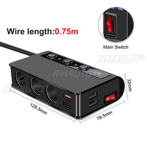 SLW002 180W 4 ช่องเสียบชาร์จในรถยนต์ USB QC3.0 ชาร์จเร็ว 12V/24V อะแดปเตอร์แยกช่องเสียบ - Product Image 6