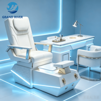 Fauteuil de pédicure intelligent à dossier haut pour salon de manucure et spa, avec lumière LED intégrée