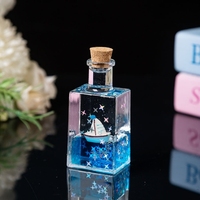 Bouteille carrée en acrylique, sablier, goutte d'huile liquide, flotteur bateau à voile, décoration de bureau, petite figurine, cadeau pour enfants