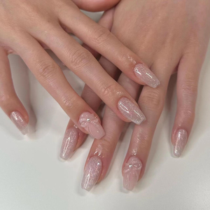 Ensemble d'ongles artificiels Sweet Girl Ins Style, <span class=keywords><strong>motif</strong></span> amande pailleté, amovibles, à presser, pour les doigts - Product Image 4