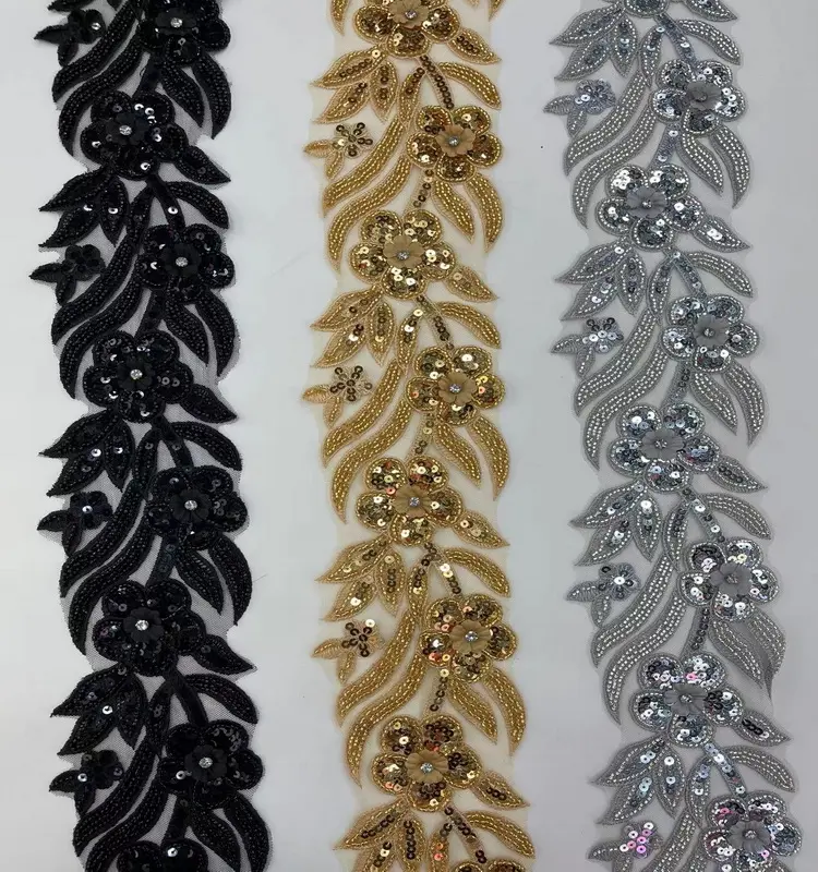 2022 new lace ribbon Sequins Golden embroidery lace trim for clothing accessories