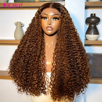 Perruques en cheveux humains ondulés avec mèches, densité 300%, pointes pleines, Lace Front 13X4 HD, dentelle transparente, sans colle