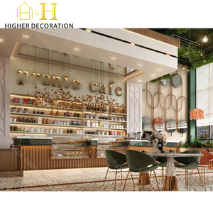 Lujosos Mostradores comerciales para restaurantes, muebles de exhibición con elementos artísticos de metal y madera para espacios de <span class=keywords><strong>café</strong></span> de temática tropical - Product Image 6