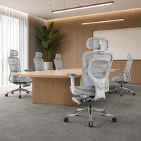 Chaise de bureau ergonomique, chaise de travail respirante en maille, inclinable, avec appui-tête réglable, roulettes pivotantes pour salle de formation