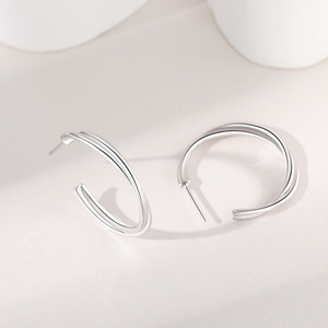 Pendientes de Aro Geométricos Retro <span class=keywords><strong>Gruesos</strong></span> Chapados en Oro de 18K, Minimalistas de Plata Esterlina 925, Sencillos y <span class=keywords><strong>Dorados</strong></span>, Unisex - Product Image 2