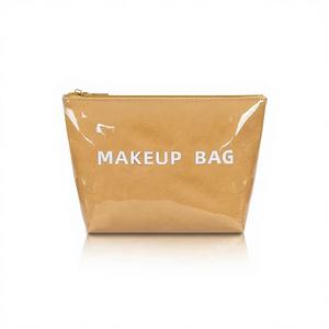 Bolsa de Cosméticos Portátil de PVC Ecológica, Textura de Papel DuPont, Gran Capacidad, Cierre de Cremallera, Diseño de Letras - Product Image 1