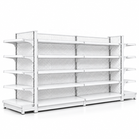 Étagère de présentation double face blanche pour supermarché, gondole à panneaux perforés, robuste, en métal, réglable pour magasin de détail