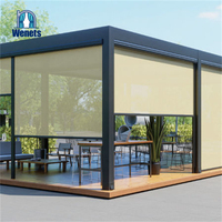Pérgola de techo de aluminio para exteriores, persianas de protección solar motorizadas a prueba de viento