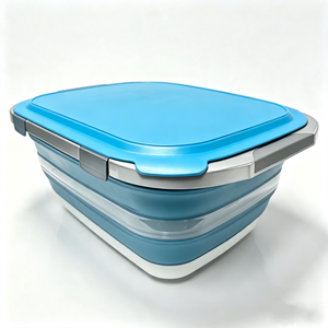 Évier <span class=keywords><strong>pliable</strong></span> multifonctionnel de 20 L avec bouchon de vidange, bac de rangement de cuisine en plastique <span class=keywords><strong>pliable</strong></span> avec couvercle verrouillable - Product Image 1