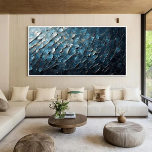 <span class=keywords><strong>Art</strong></span> abstrait sur toile verte Wabi-Sabi fait à la main avec texture 3D en acrylique - Product Image 3