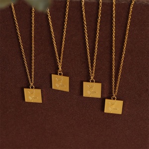 Tarnish Free Jewelry Women <b>Choker</b> Necklace Stainless Steel square Flower Pendant Necklace - Product Image 3