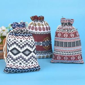 Sacs cadeaux en coton à cordon de serrage de style ethnique rétro, imprimés sur place, pour l'emballage d'aromathérapie et de thé, vente en gros - Product Image 2