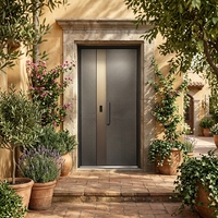 Porte d'entrée de villa en aluminium moulé avec serrure et poignée, finition personnalisée pour les revendeurs étrangers