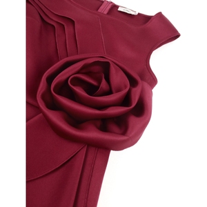 Abito Elegante OuYaan 2026 con Patchwork, Scollo a <span class=keywords><strong>U</strong></span> Senza Maniche, Decorazioni Floreali 3D per Donna - Product Image 4