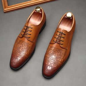 Nouvelles Chaussures de Bureau pour Hommes en Cuir Patchwork avec Dentelle, Printemps/Été, Grande Taille 38-44, Antidérapantes, Respirantes et Légères - Product Image 1
