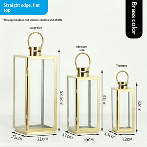 Chandelier de sol carré <span class=keywords><strong>en</strong></span> acier inoxydable de style europé<span class=keywords><strong>en</strong></span>, fait main, coupe-vent, avec bougie électronique pour la décoration de la maison - Product Image 3