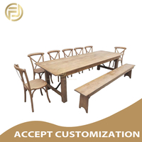 Ensemble de table et de chaises de café contemporaines en bois massif, durables et personnalisables en gros, pour café urbain et bistro moderne
