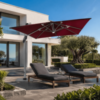 Parasol de terrasse à LED avec circulation d'air, design optimisé, mât principal en aluminium massif, auvent de loisirs pour jardin