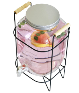 Le MEILLEUR grand pot en verre de 2 gallons avec robinet + cadre pour les fêtes, les banquets : parfait pour les rassemblements d'automne, le cidre, la <span class=keywords><strong>sangria</strong></span> - Product Image 4