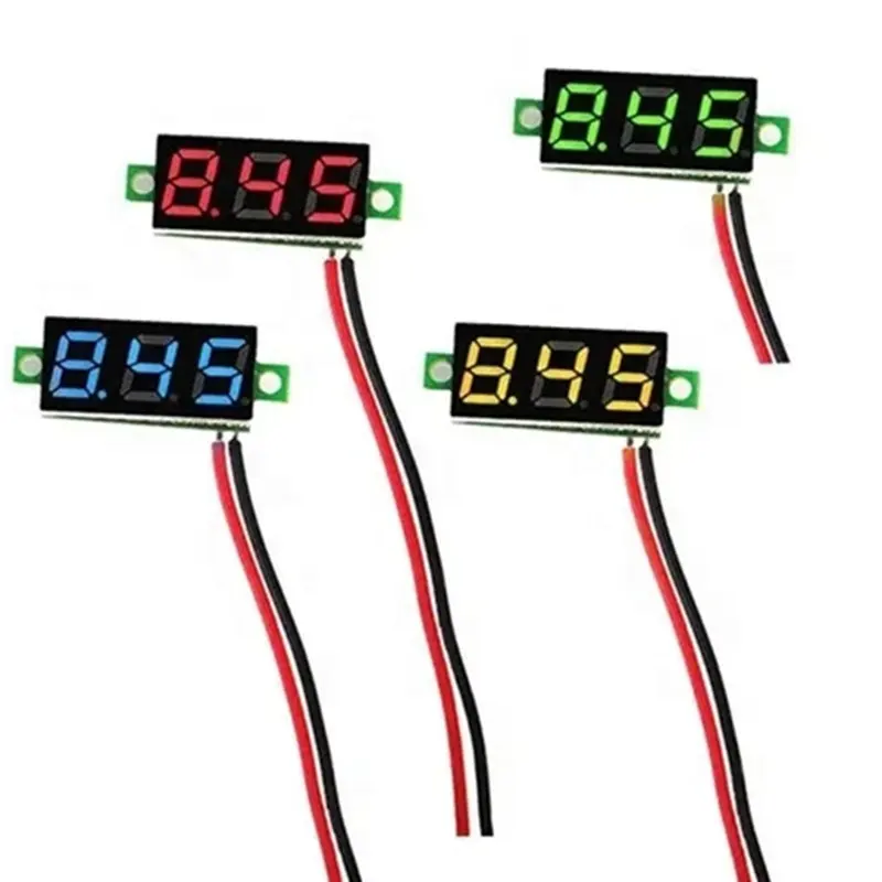 0.28 inç LED dijital voltmetre 2.5V-30V 2 teller mini DC voltmetre test otomotiv mobil güç kaynağı test cihazı kırmızı yeşil mavi