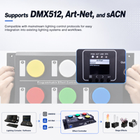 Controlador de Iluminación PKnight CM003 DMX512 Art-Net SACN de 5 Botones, 10 Escenas Programables, Pantalla LED, Funciona con Batería, Autónomo