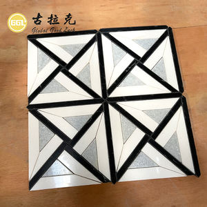 Mosaico de Mármol Azul <span class=keywords><strong>Celeste</strong></span> con Blanco y Negro en Forma Cuadrada Clásica para Diseño de Interiores de Restaurantes y Tiendas - Product Image 6