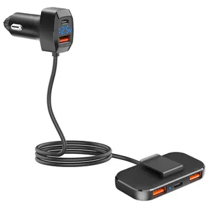 Nieuwe Aankomst 31W Multi Poorten Voor Achter Back Seat 5 In 1 Met Type C Snelle Opladen Autolader voor Telefoon En Laptop