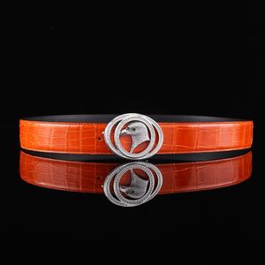 Cinturón de Cuero de Cocodrilo 100% Auténtico para Hombre, Cinturón de Alta Gama con Hebilla Dorada, Cinturón de Cuero de Lujo para Negocios y Uso Casual - Product Image 3