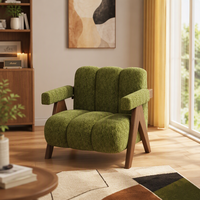 Fauteuil en velours noir et vert de style vintage, pieds en bois massif, imperméable, pour salon, balcon, meubles de maison