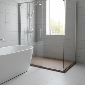 Base de Ducha SMC Rectangular de 39.4 x 31.5 Pulgadas, Color Marrón, Lista para Azulejos, con Drenaje Central - Product Image 2