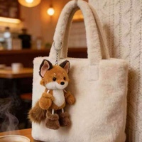 Porte-clés en peluche renard et loup, adorable breloque de sac en forme d'animal en peluche, pendentif souple à pattes tombantes pour les détaillants de jouets en gros