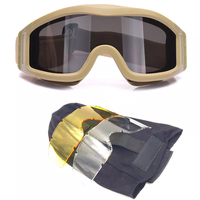 Lunettes tactiques à 3 lentilles Lunettes de tir anti-buée Protection UV400 pour moto/cyclisme/combat