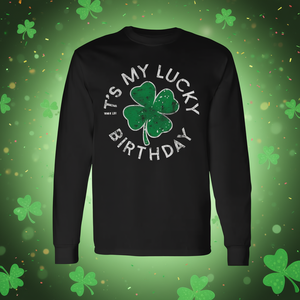Camiseta de manga larga con efecto desgastado It's My Lucky Birthday St Patrick's Day - Product Image 3