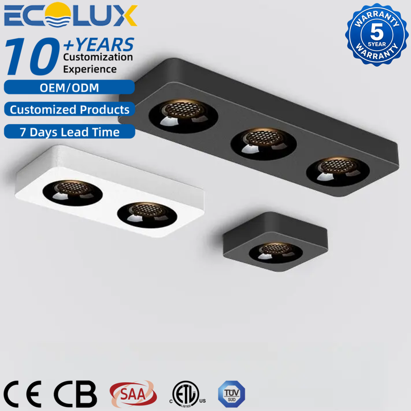 Ecolux LED Square Spotlight White Black