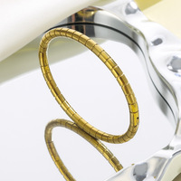 Set Gelang Baja Anti Karat Lapis Emas 18K Tahan Air, Manik Bambu, Anti Luntur, Hipoalergenik, Perhiasan Pesta Grosir untuk Wanita