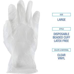 Guantes de Seguridad Desechables Transparentes Grandes Boardwalk 2.6mil, Uso General, Sin Polvo/Látex, 100/Caja, 10 Cajas/Cartón - Product Image 5