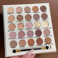 Palette de fards à paupières 25 couleurs, mat, scintillant, tons neutres chauds, haute pigmentation, longue tenue, waterproof, palette cruelty-free