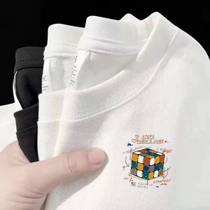 <span class=keywords><strong>เสื้อ</strong></span>ยืดแขนสั้นผู้ชายสำหรับฤดูร้อน ผ้าฝ้ายแท้ 200 กรัม <span class=keywords><strong>เสื้อ</strong></span>ยืดลำลองคอกลม พิมพ์ลายพื้นฐาน สตรีทแวร์ แฟชั่นแขนสั้น - Product Image 4