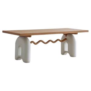 Mesa de comedor McDull de madera maciza color crema, rectangular, estable, mueble combinable para comedor - Product Image 5