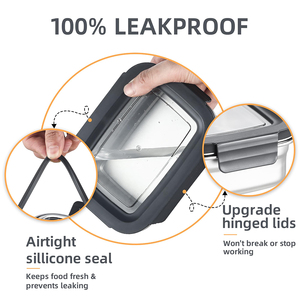 Контейнер для хранения продуктов из нержавеющей стали с крышками, воздухонепроницаемая для кухни, приготовление еды, металлический контейнер для еды, герметичный, безопасный для посудомоечной машины - Product Image 2