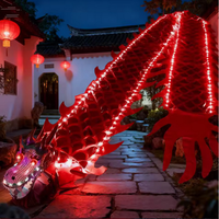 Danse du dragon lumineuse LED rouge, jaune, bleue, verte pour jardin et place publique